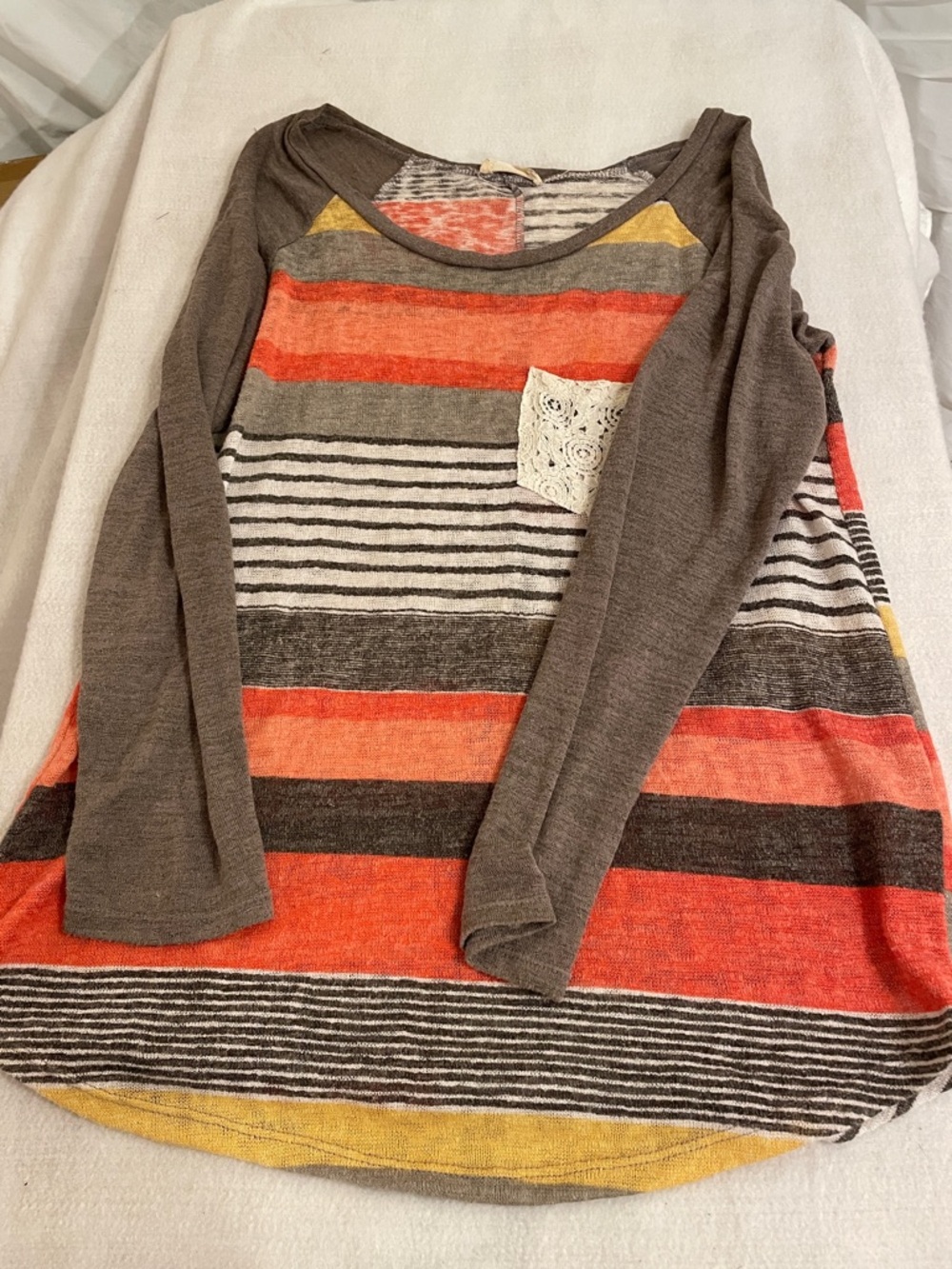 Flamingo Urban Brown Striped Tunic with Coral and Yellow Accents